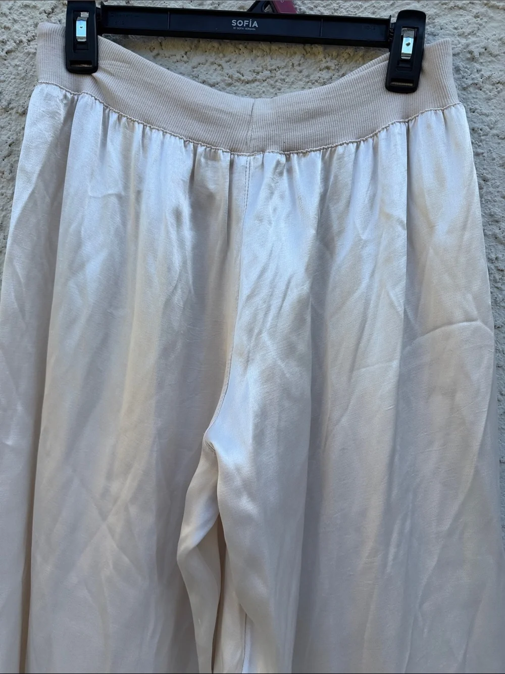 Pj Harlow Women's Cream Satin Wide Leg Lounge Pants Size M